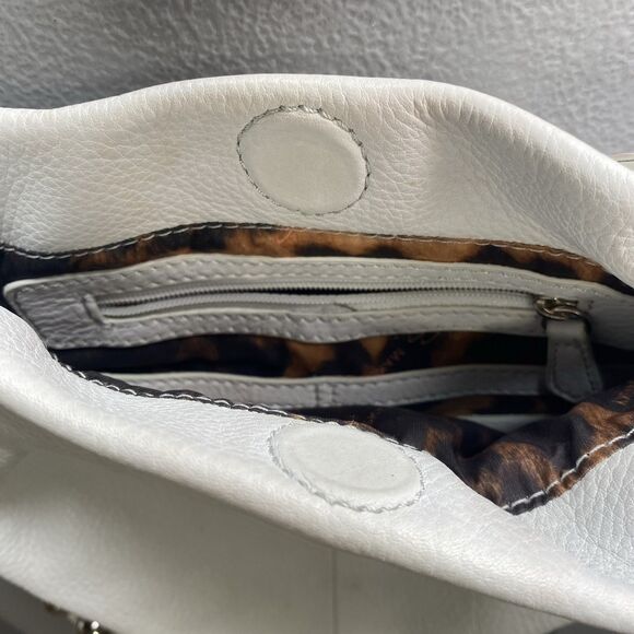 Vintage B MAKOWSKY Crossbody Bag Pebbled Leather Studded Adjustable Strap White - Picture 13 of 16